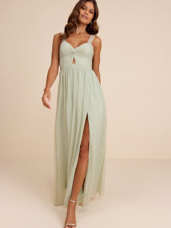 Lulus Dresses & Skirts - Lulus Aria Sage Green Crinkle Twist-front Maxi Dress - Size XS